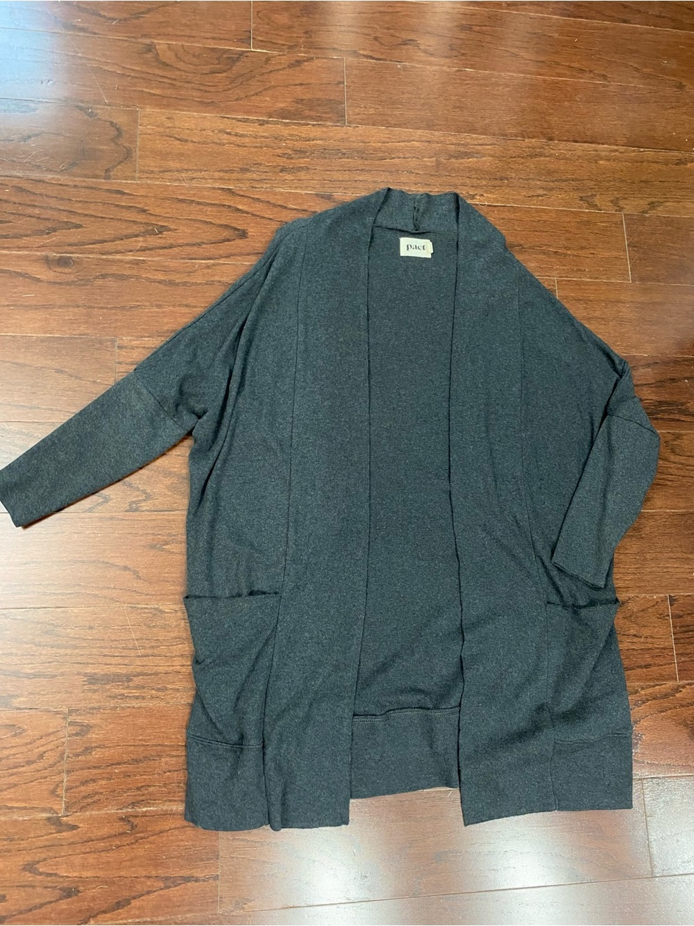 Pact Women’s Size Small/Medium Gray Organic Cotton Open Front Cardigan Pockets